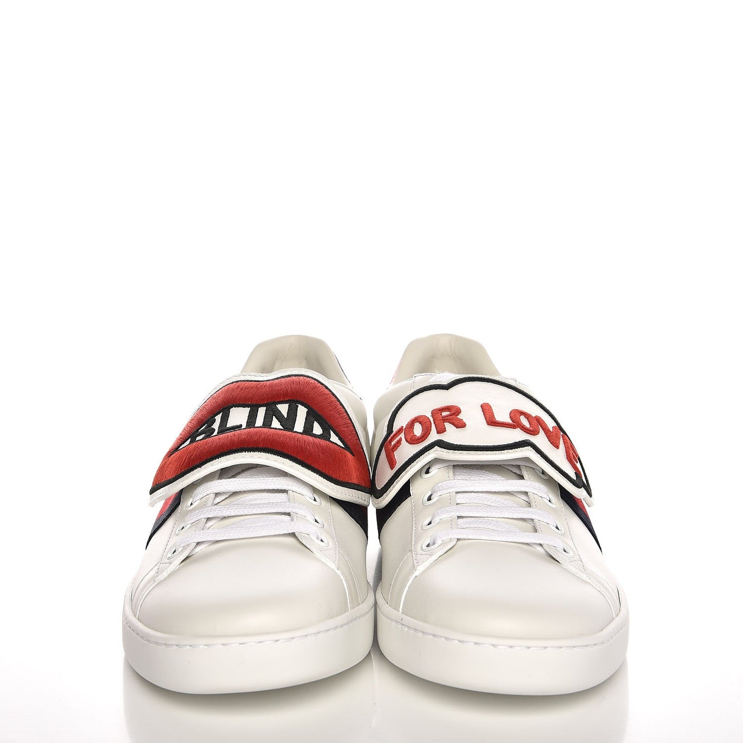 Calfskin Ayers Blind For Love Embroidered Womens Ace Sneakers 41 White