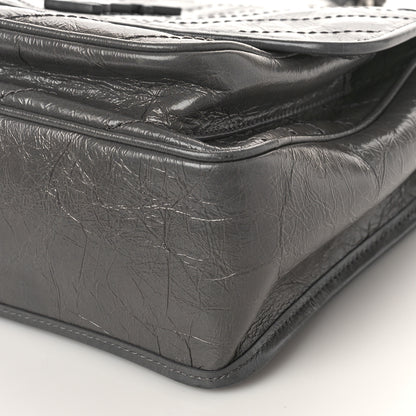Saint Laurent Crinkled Calfskin Matelasse Monogram Medium Niki Chain Satchel Fog 9 of 9