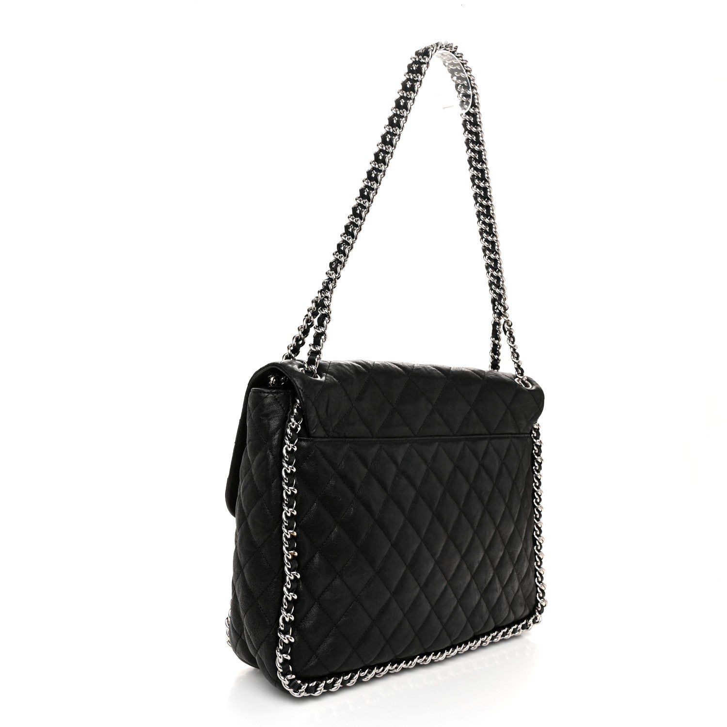 Chanel Washed Lambskin Quilted Maxi Chain Around Flap Black 3 of 10