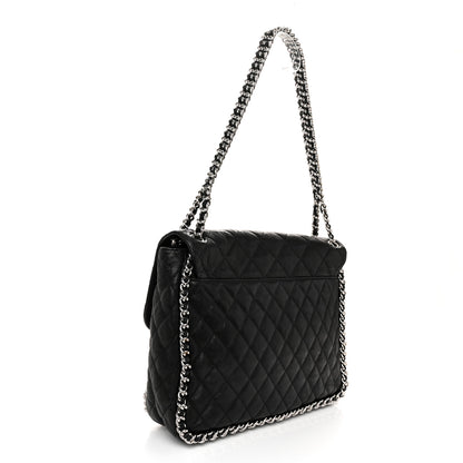 Chanel Washed Lambskin Quilted Maxi Chain Around Flap Black 3 of 10