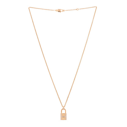 Hermes 18K Rose Gold Diamond Amulettes Cadenas Pendant Necklace 2 of 3