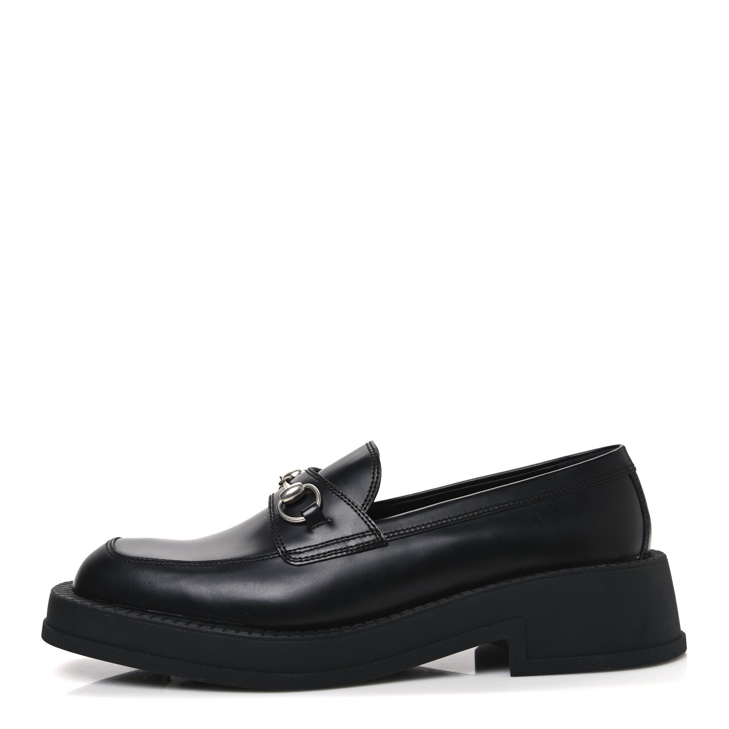 Gucci Calfskin Horsebit Mens Chunky Loafers 10.5 Black 1 of 10