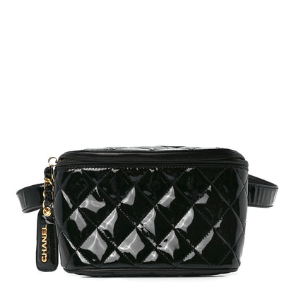 Chanel Patent Calfskin Quilted Waist Belt Bag 75 30 Black 1 of 11
