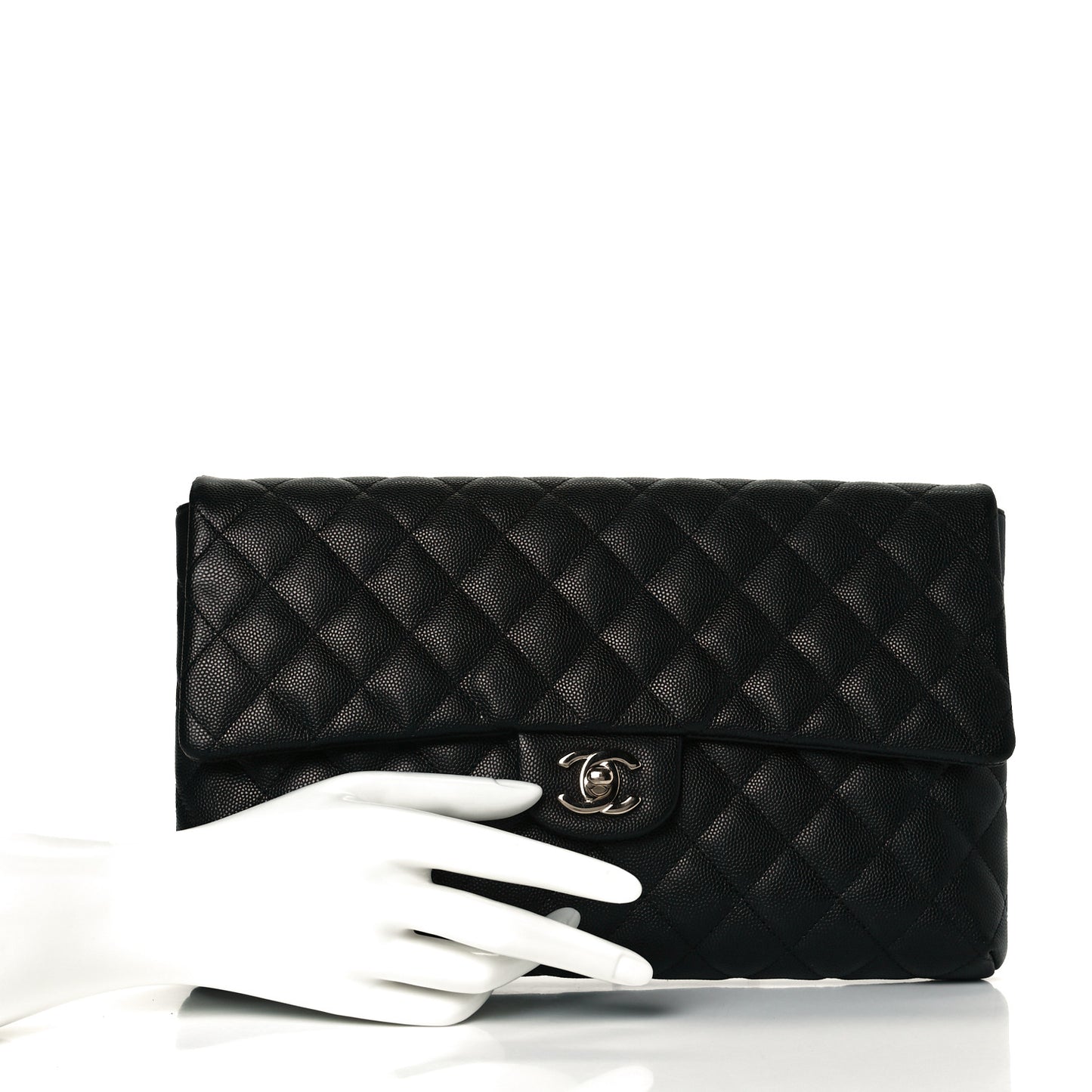 Caviar Quilted Flap Clutch Black