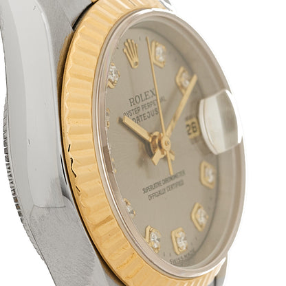 Rolex Stainless Steel 18K Yellow Gold Diamond 26mm Oyster Perpetual Datejust Watch Silver 69173 5 of 5