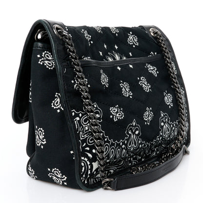 Saint Laurent Cotton Bandana Monogram Medium Niki Chain Satchel Black White 3 of 11