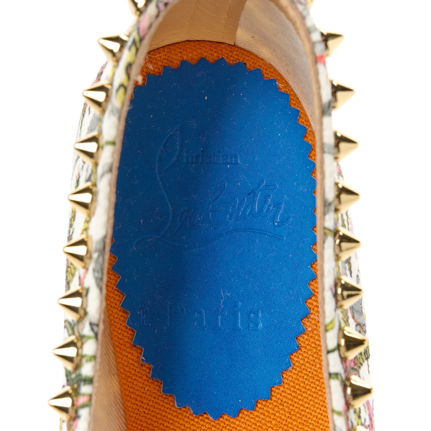 Canvas Loubi Jungle Print Ares Spikes Flat Espadrilles 36 Ivory Gold