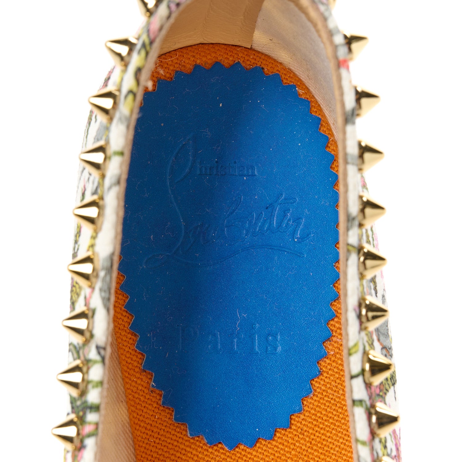 Christian Louboutin Canvas Loubi Jungle Print Ares Spikes Flat Espadrilles 36 Ivory Gold 7 of 8