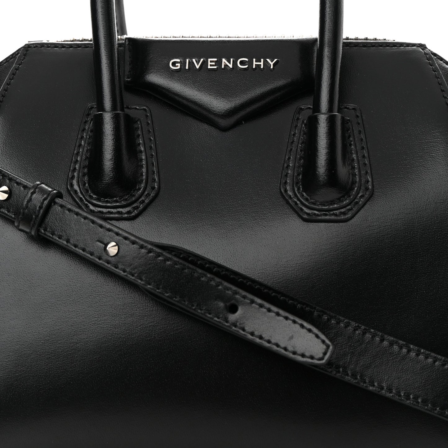 Shiny Lord Calfskin Mini Antigona Black