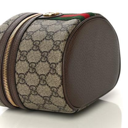 Gucci GG Supreme Monogram Textured Calfskin Web Ophidia Vanity Cosmetic Case Beige Ebony New Acero 10 of 12