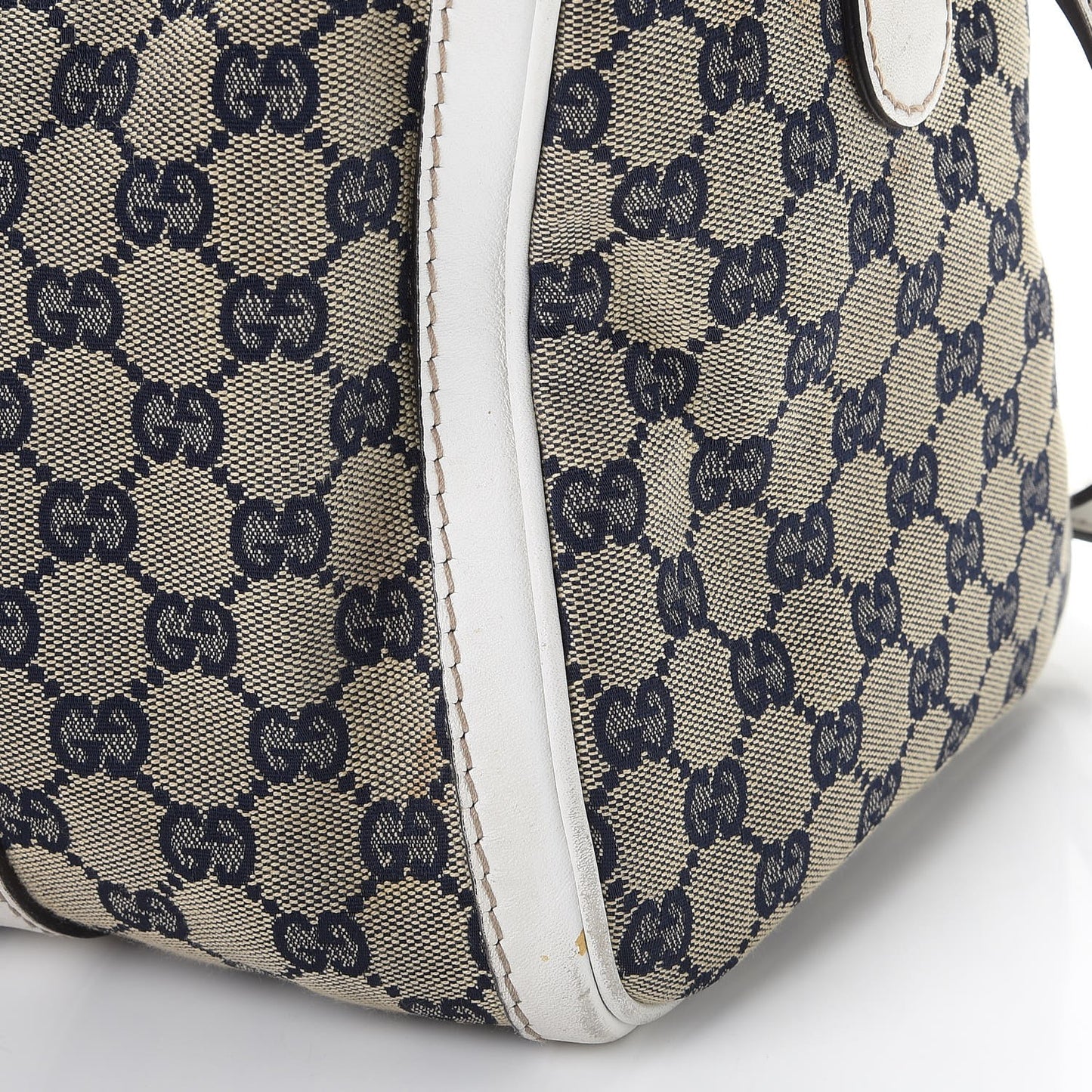 Monogram Selleria Calfskin Vintage Web Medium Boston Beige Blue Mystic White
