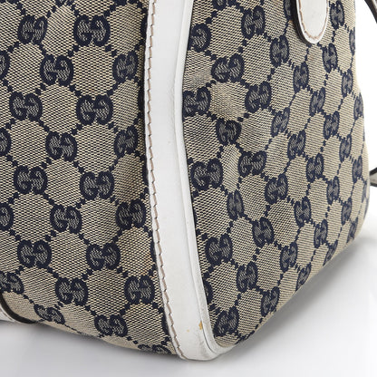 Gucci Monogram Selleria Calfskin Vintage Web Medium Boston Beige Blue Mystic White 23 of 32