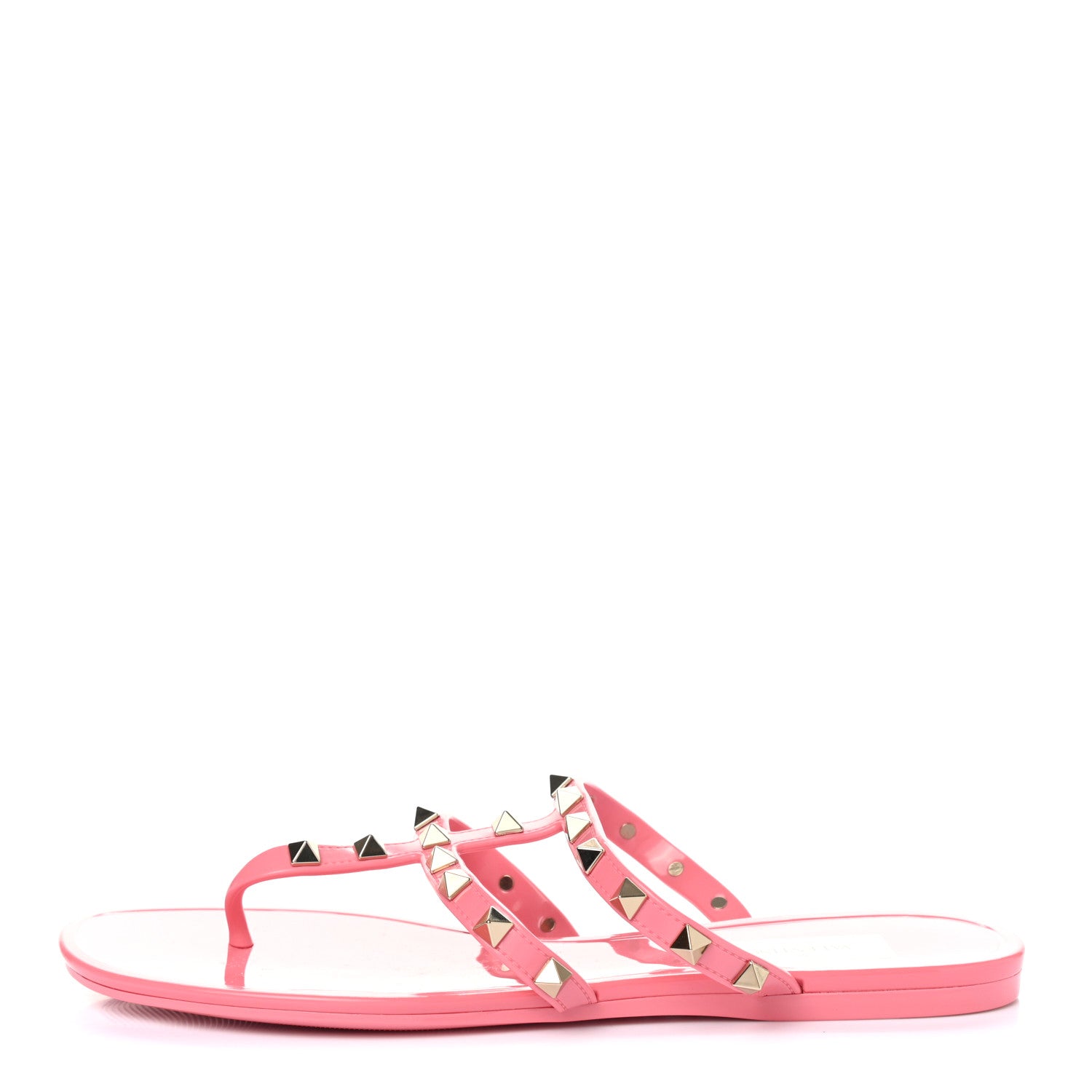 Valentino Garavani PVC Jelly Rockstud Caged Flat Thong Sandals 38 Sweet Pink 1 of 7