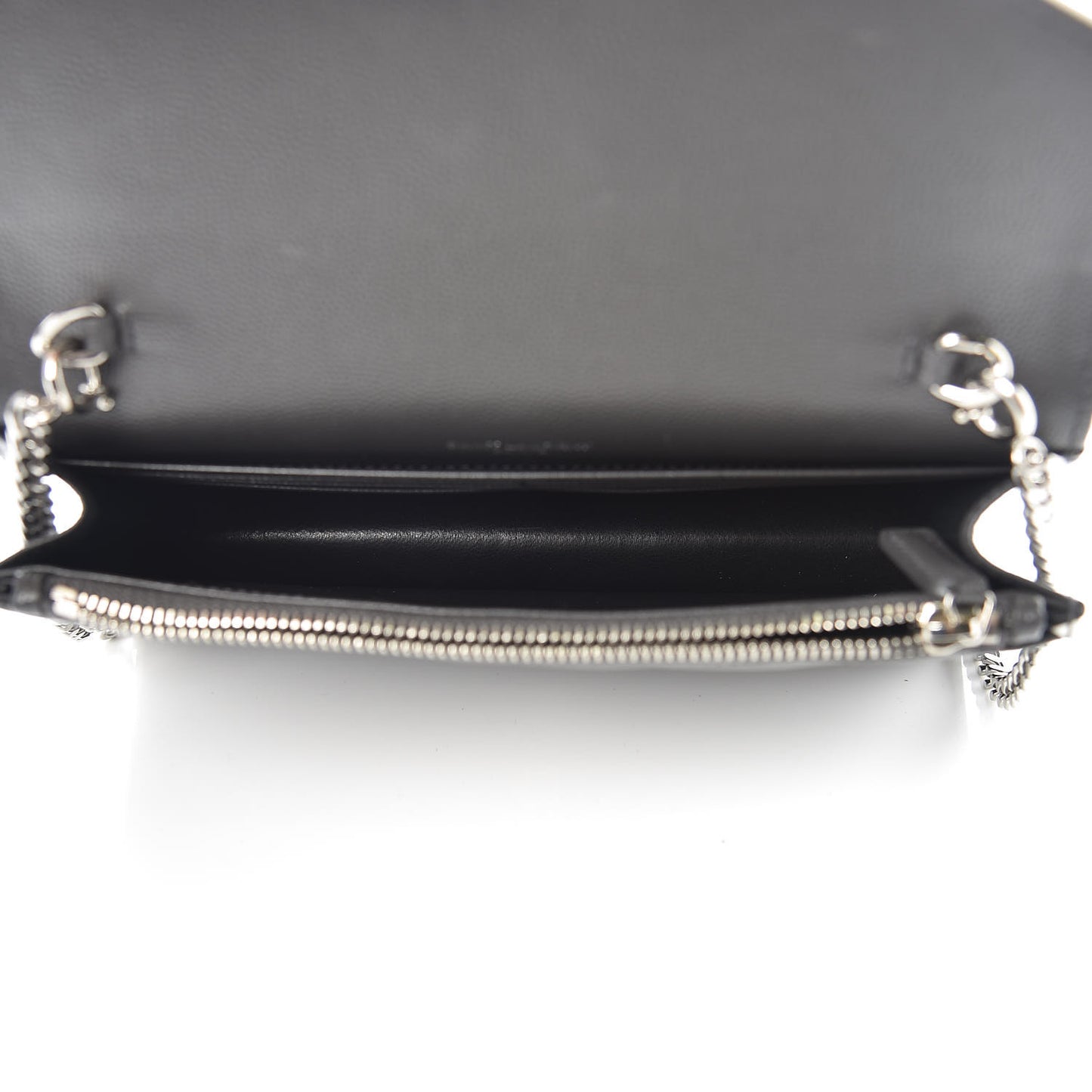 Grain De Poudre Matelasse Chevron Monogram Chain Wallet Asphalt White