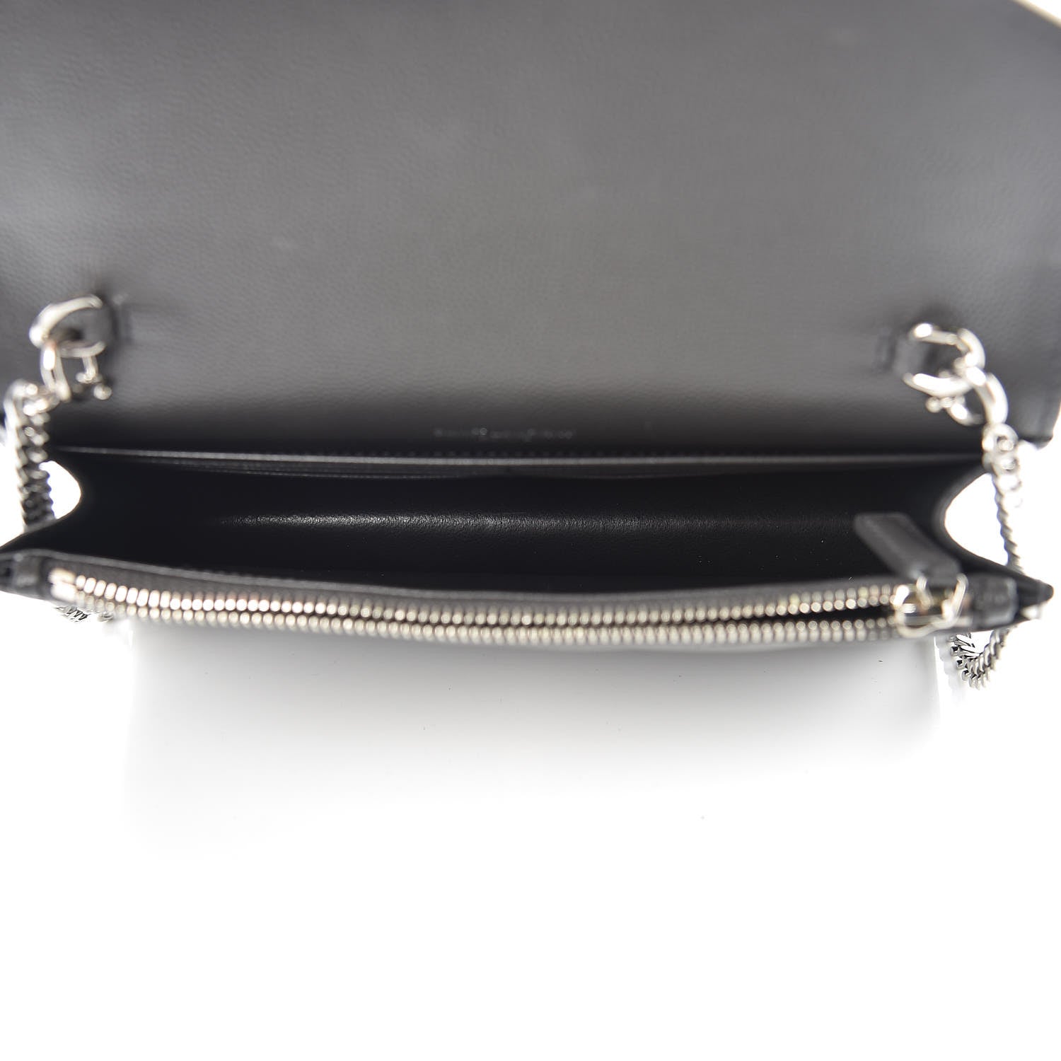 Saint Laurent Grain De Poudre Matelasse Chevron Monogram Chain Wallet Asphalt White 5 of 9