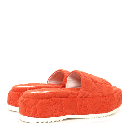 Gucci Terry Cloth GG Monogram Angelina Platform 55mm Slide Sandals 39.5 Deep Orange 5 of 11