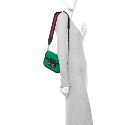 Gucci Casy Wool Azalea Calfskin Mini Horsebit 1955 Shoulder Bag Deep Emerald Blue 2 of 10