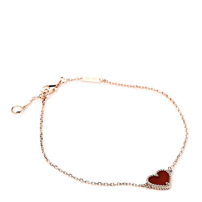 Van Cleef & Arpels 18K Rose Gold Carnelian Sweet Alhambra Heart Bracelet 1 of 7