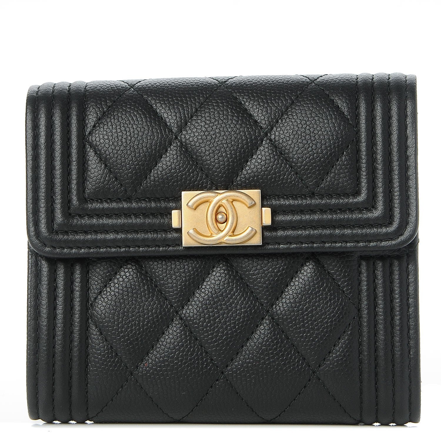 Chanel Caviar Quilted Compact Boy Wallet Black 1 of 9