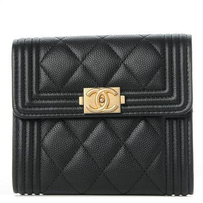Chanel Caviar Quilted Compact Boy Wallet Black 1 of 9