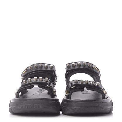 Gucci Nappa Mesh Studded Mens Aguru Sandals 7 Black 2 of 10
