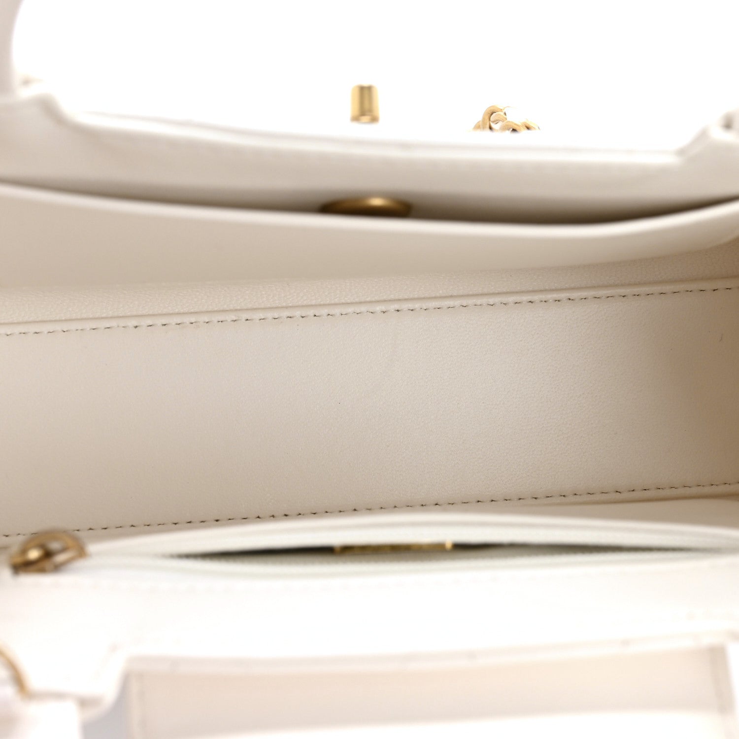 Chanel Shiny Aged Calfskin Quilted Nano Kelly Shopper White 5 of 12