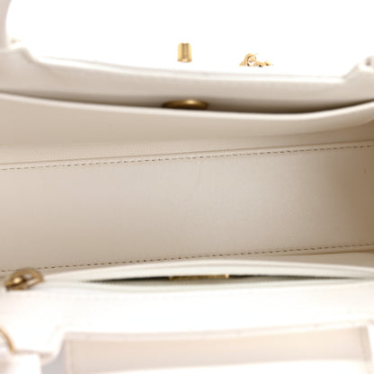 Chanel Shiny Aged Calfskin Quilted Nano Kelly Shopper White 5 of 12