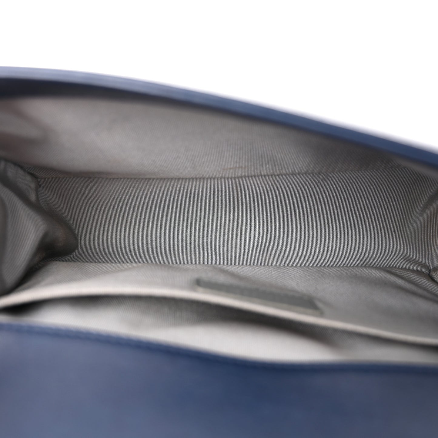 Calfskin Double Stitch Medium Boy Flap Navy Blue