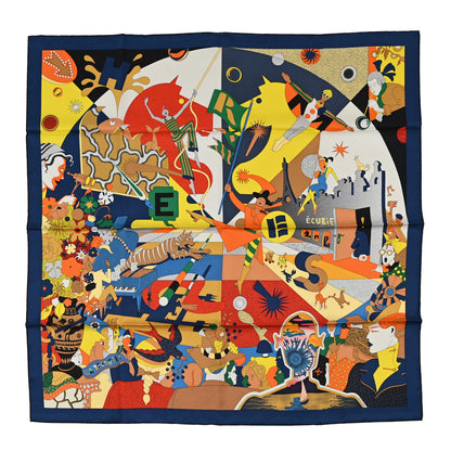 Hermes Silk Ca Decoiffe! Scarf 90 Bleu Jaune vif 1 of 3