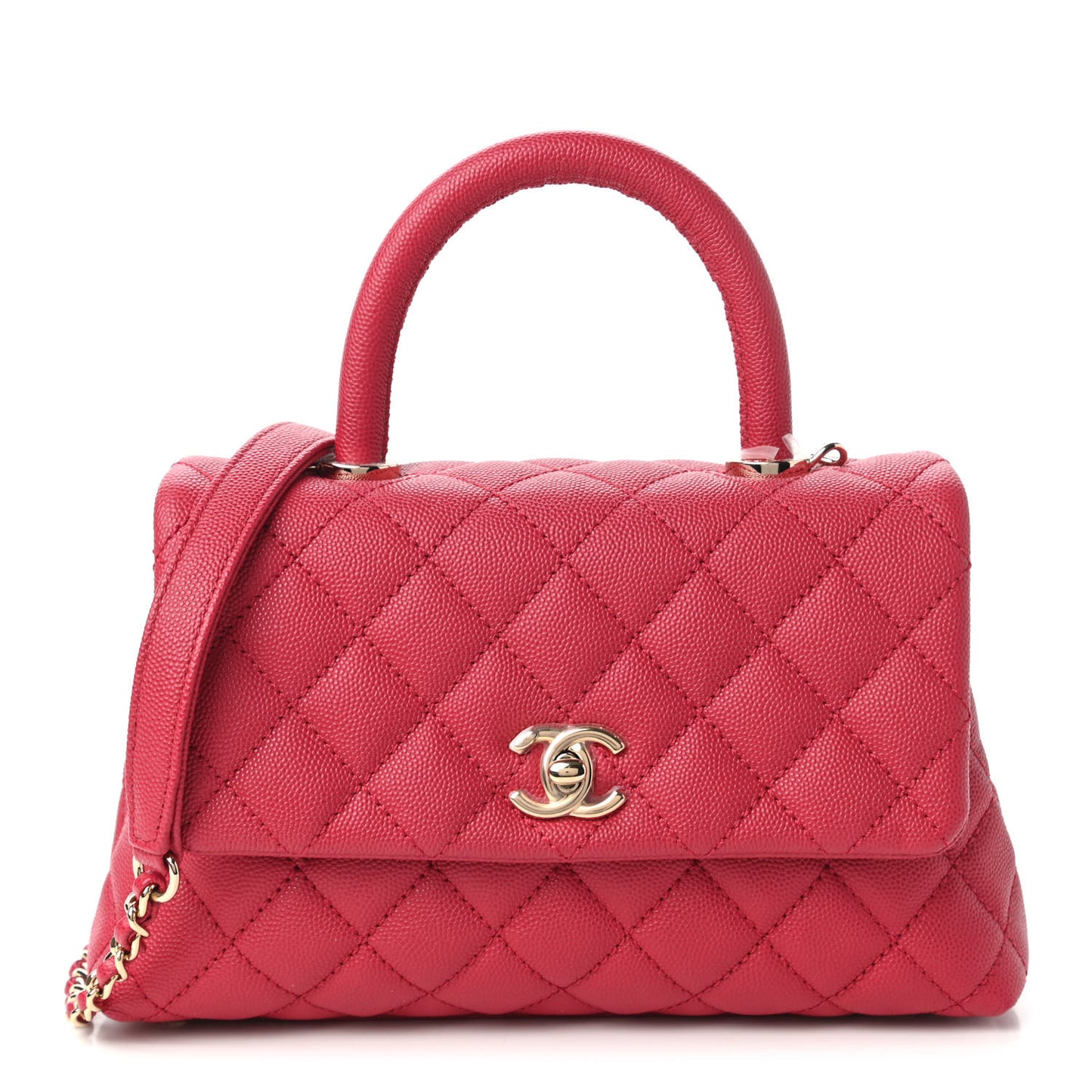 Caviar Quilted Mini Coco Handle Flap Dark Pink