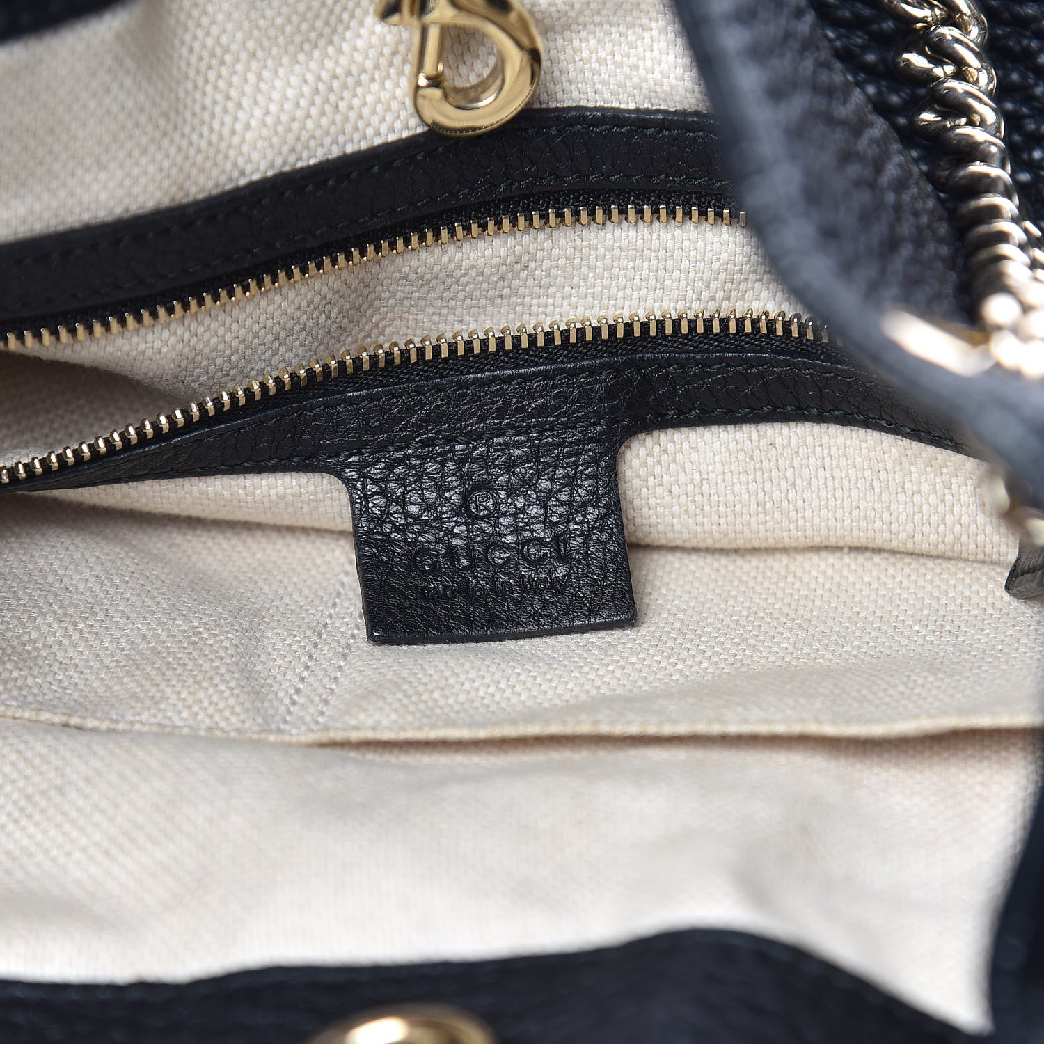 Gucci Pebbled Calfskin Medium Soho Chain Shoulder Bag Black 6 of 15
