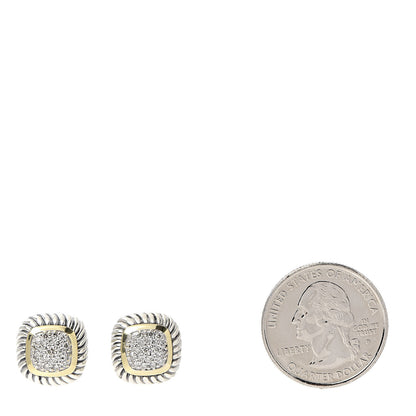 David Yurman Sterling Silver 18K Yellow Gold Diamond 7mm Albion Earrings 2 of 4