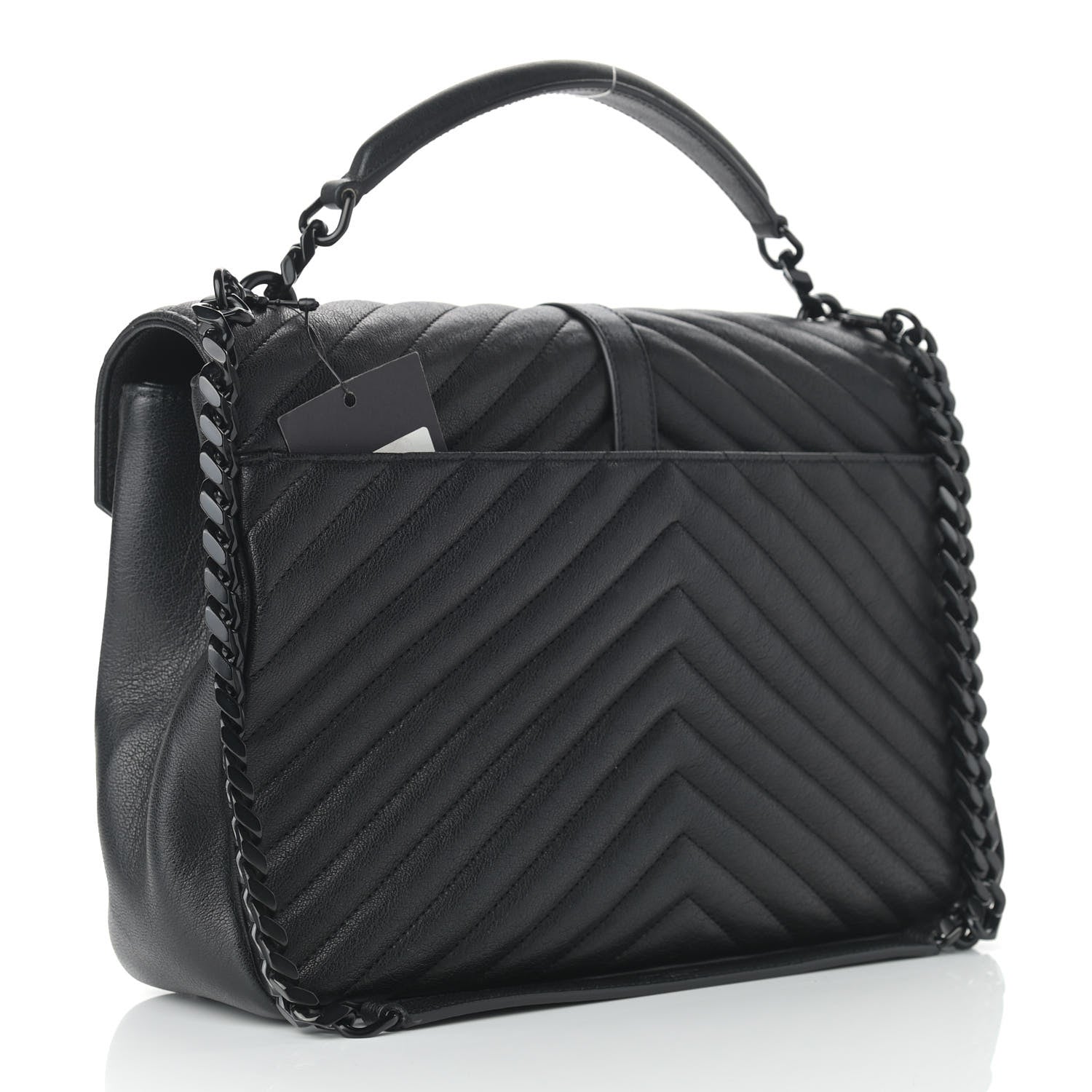 Saint Laurent Sheepskin Matelasse Chevron Monogram Large College SatchelaSheepskin Matelasse Chevron Monogram Monochrome Large College Satchel Black 3 of 12