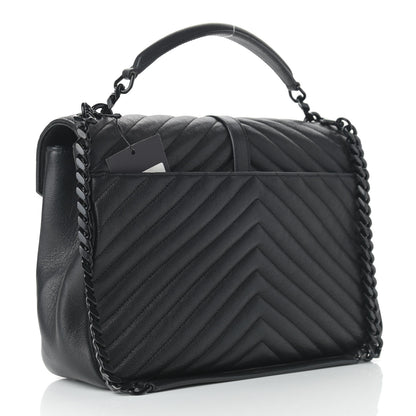 Saint Laurent Sheepskin Matelasse Chevron Monogram Large College SatchelaSheepskin Matelasse Chevron Monogram Monochrome Large College Satchel Black 3 of 12