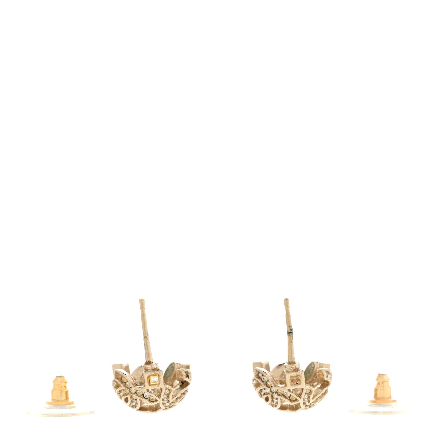 Chanel Crystal CC Ball Earrings Gold 3 of 5