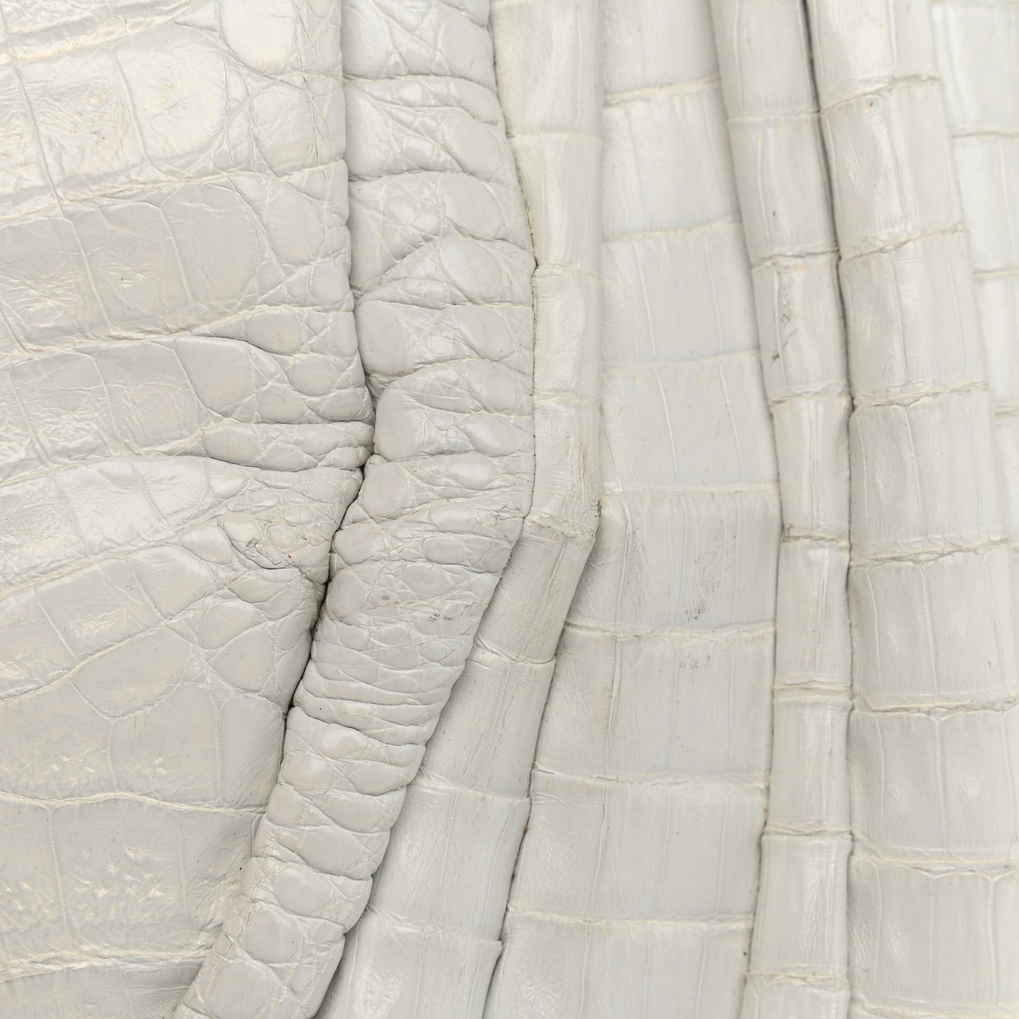 Crocodile Top Handle Tote White