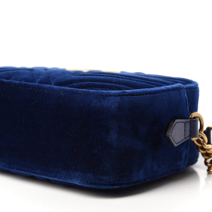 Gucci Velvet Matelasse Small GG Marmont Chain Shoulder Bag Cobalt 7 of 10