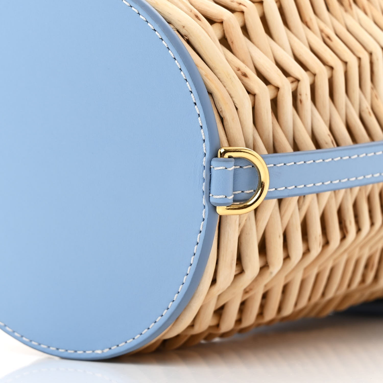 Jacquemus Wicker Calfskin Le Panier Seau Bucket Bag Blue 10 of 10