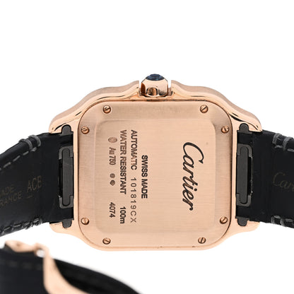 Cartier 18K Pink Gold Alligator Diamond Bezel 35mm Santos Dumont Automatic Watch Black 4 of 5