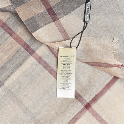 Burberry Wool Silk Gauze Giant Check Scarf Camel 4 of 4