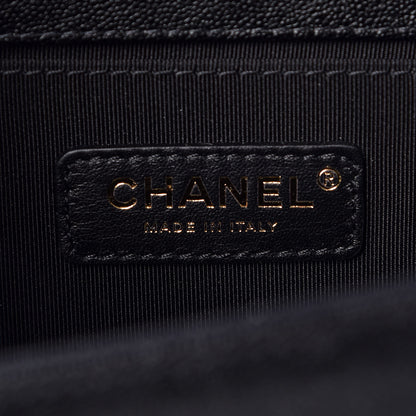 Chanel Caviar Chevron Quilted Medium Boy Flap Black 7 of 9