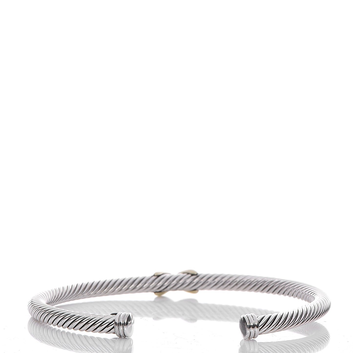 Sterling Silver 18K Yellow Gold 4mm X Station Cable Bracelet