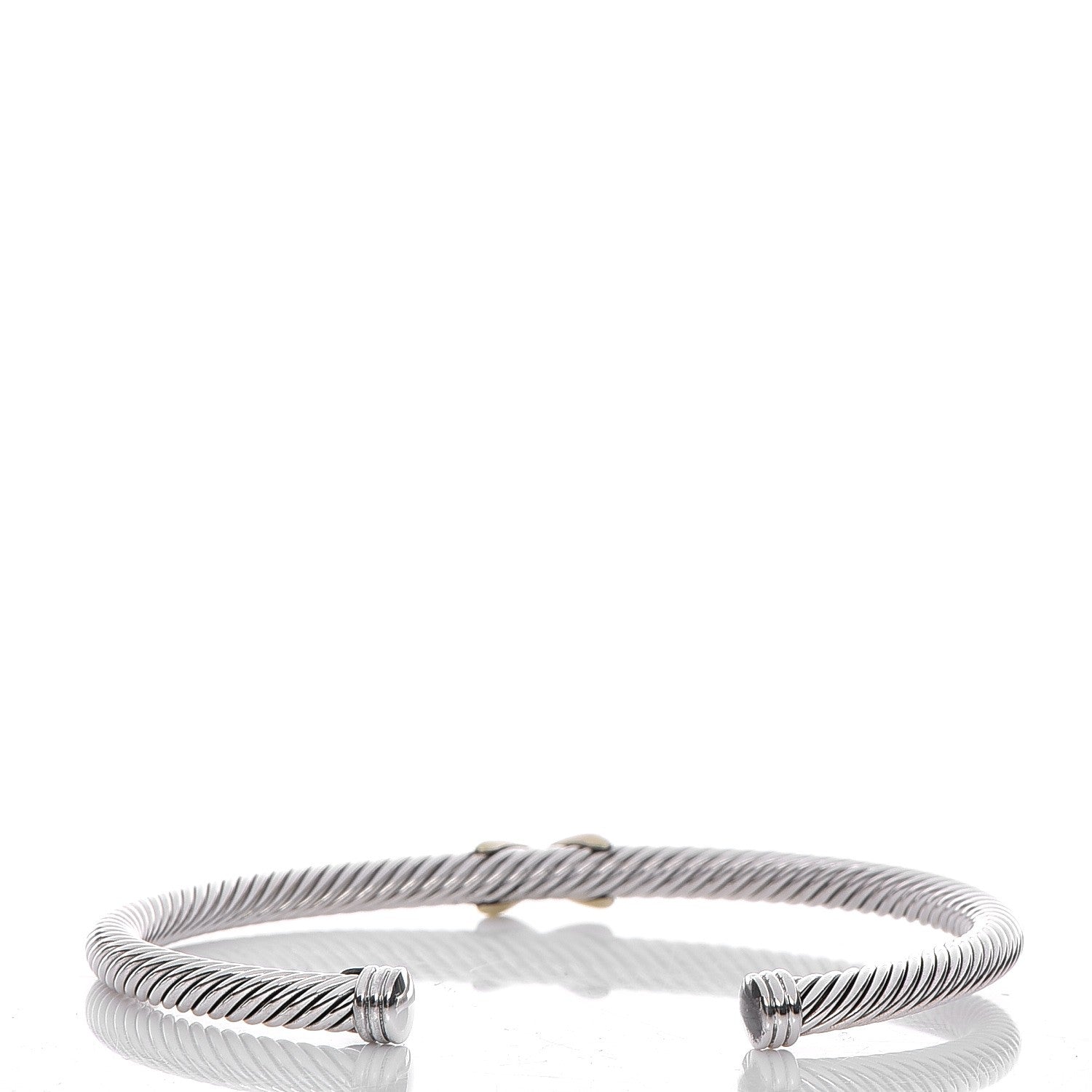 David Yurman Sterling Silver 18K Yellow Gold 4mm X Station Cable Bracelet 3 of 5