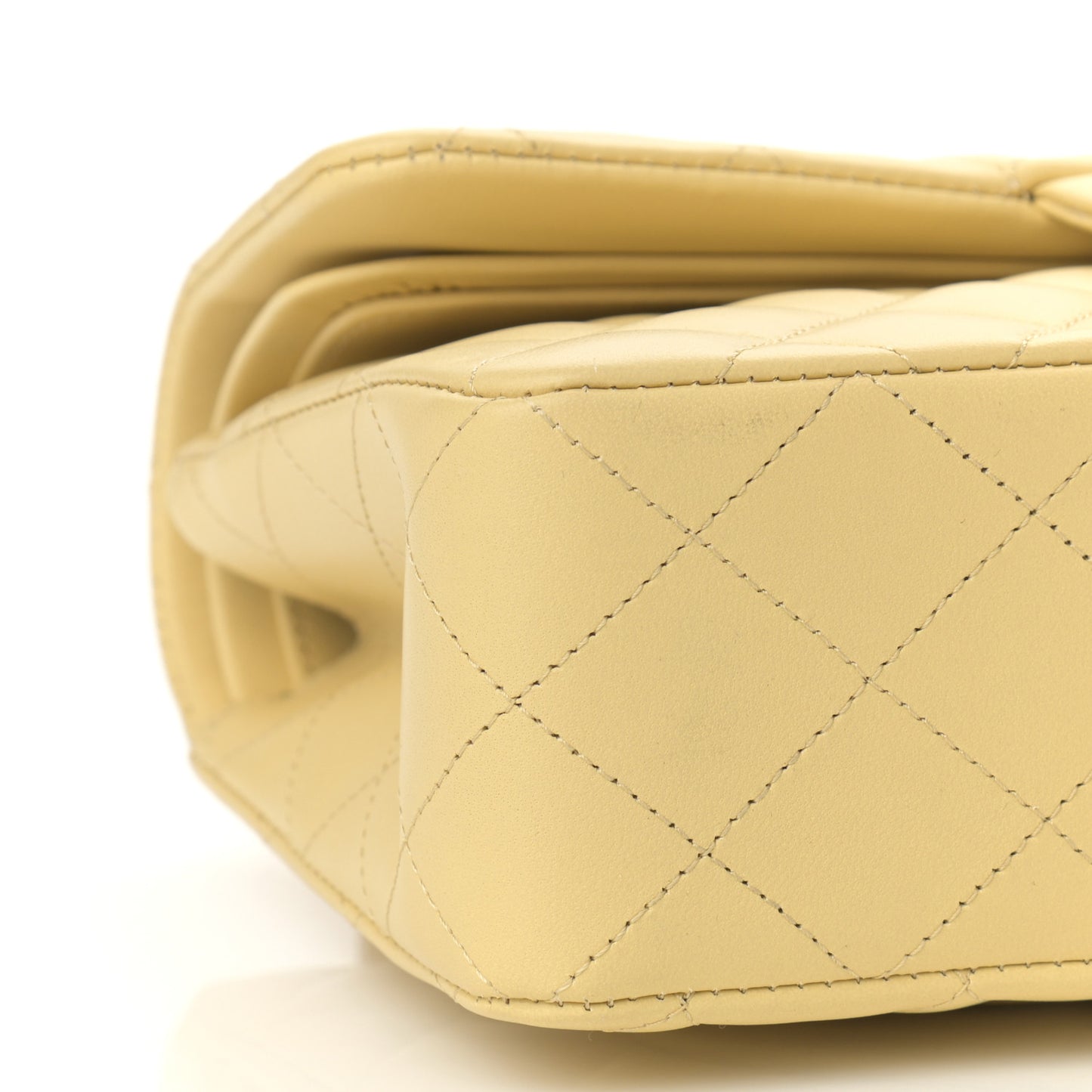 Lambskin Quilted Small Double Flap Yellow