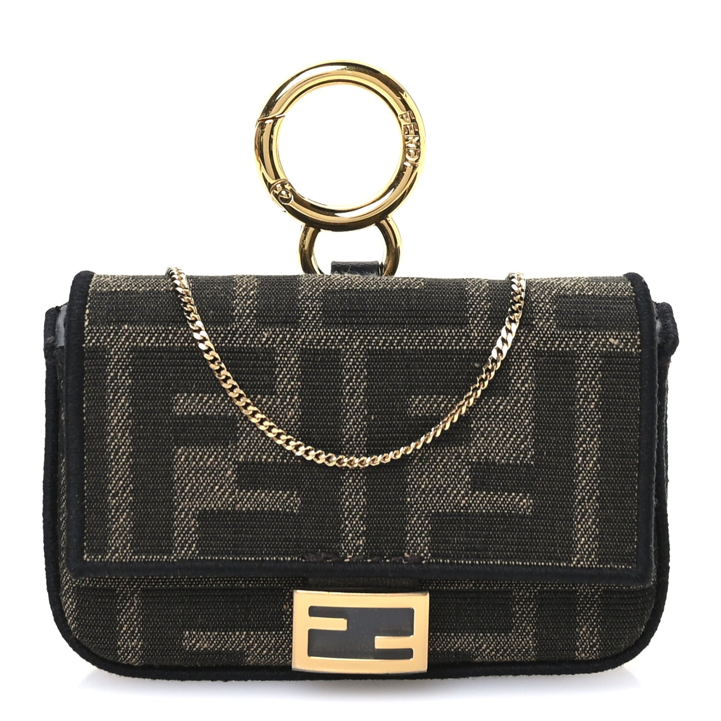 Fabric Jacquard FF 1974 Nano Baguette Charm Tobacco Moro Black