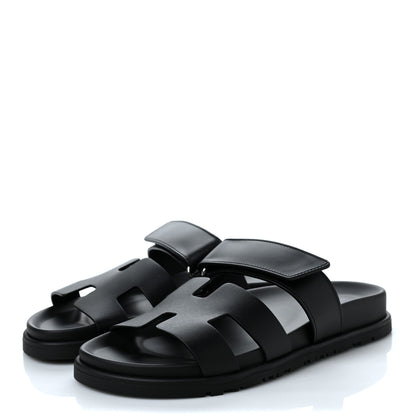 Hermes Calfskin Womens Chypre Sandals 35 Black 3 of 9
