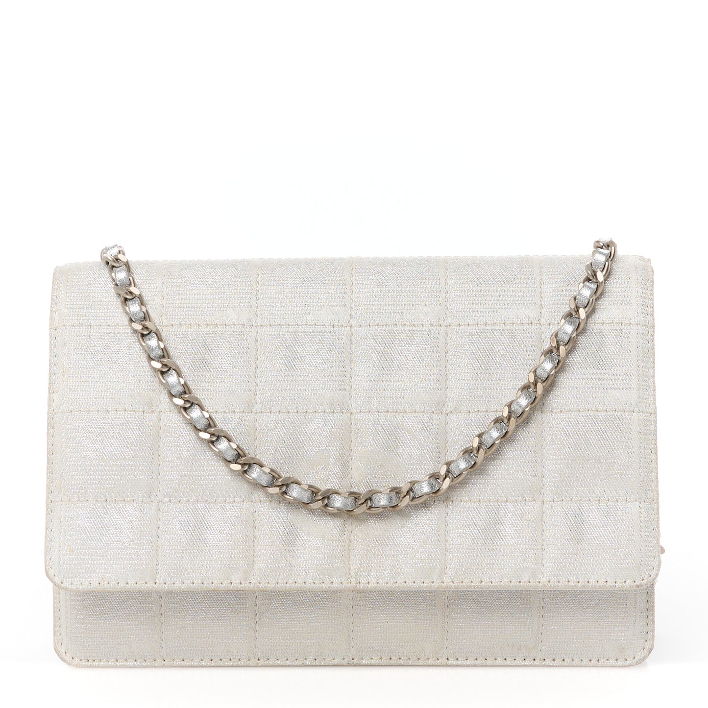 Nylon Travel Wallet On Chain WOC Metallic Silver