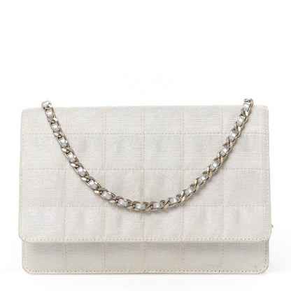 Chanel Nylon Travel Wallet On Chain WOC Metallic Silver 1 of 16