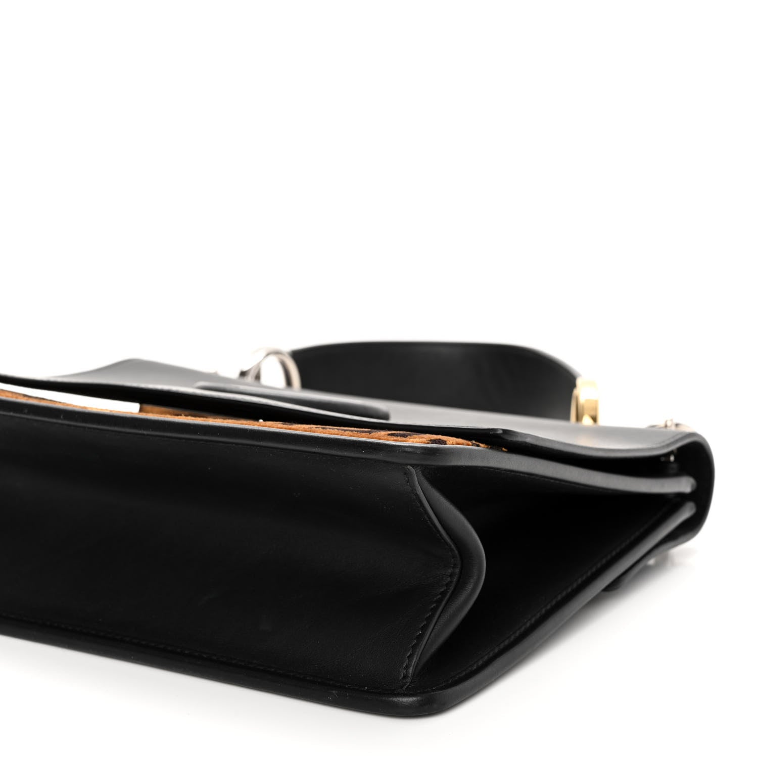 Fendi Vitello Century Velvet F is Fendi FF Kan I Shoulder Bag Black Tobacco 10 of 11