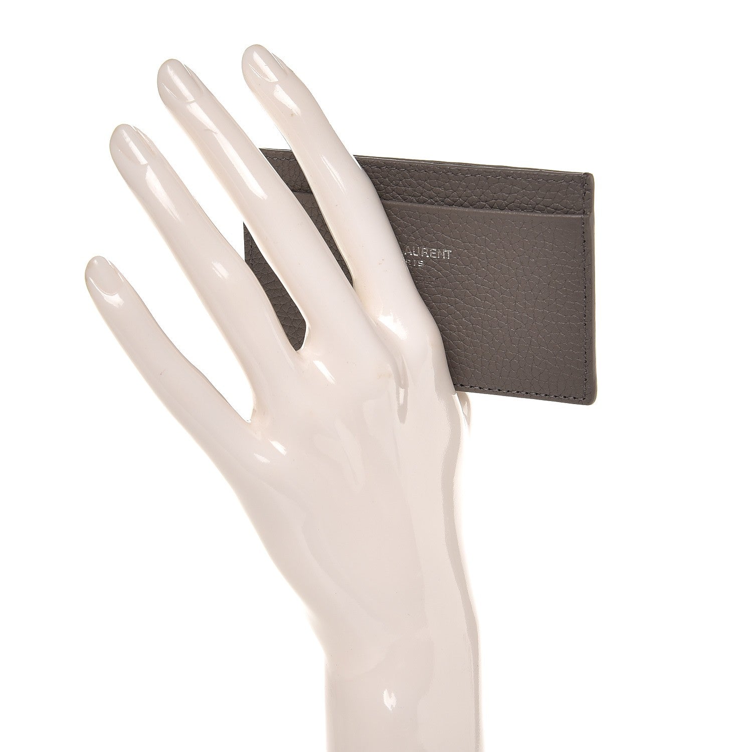 Saint Laurent Grained Calfskin Card Case Wallet Insert Fog 2 of 6